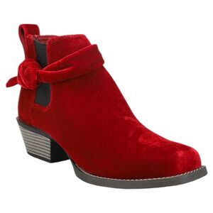 Justin Boots Chellie Boots Womens 6.5B Red Velvet Square Toe Pull On Booties